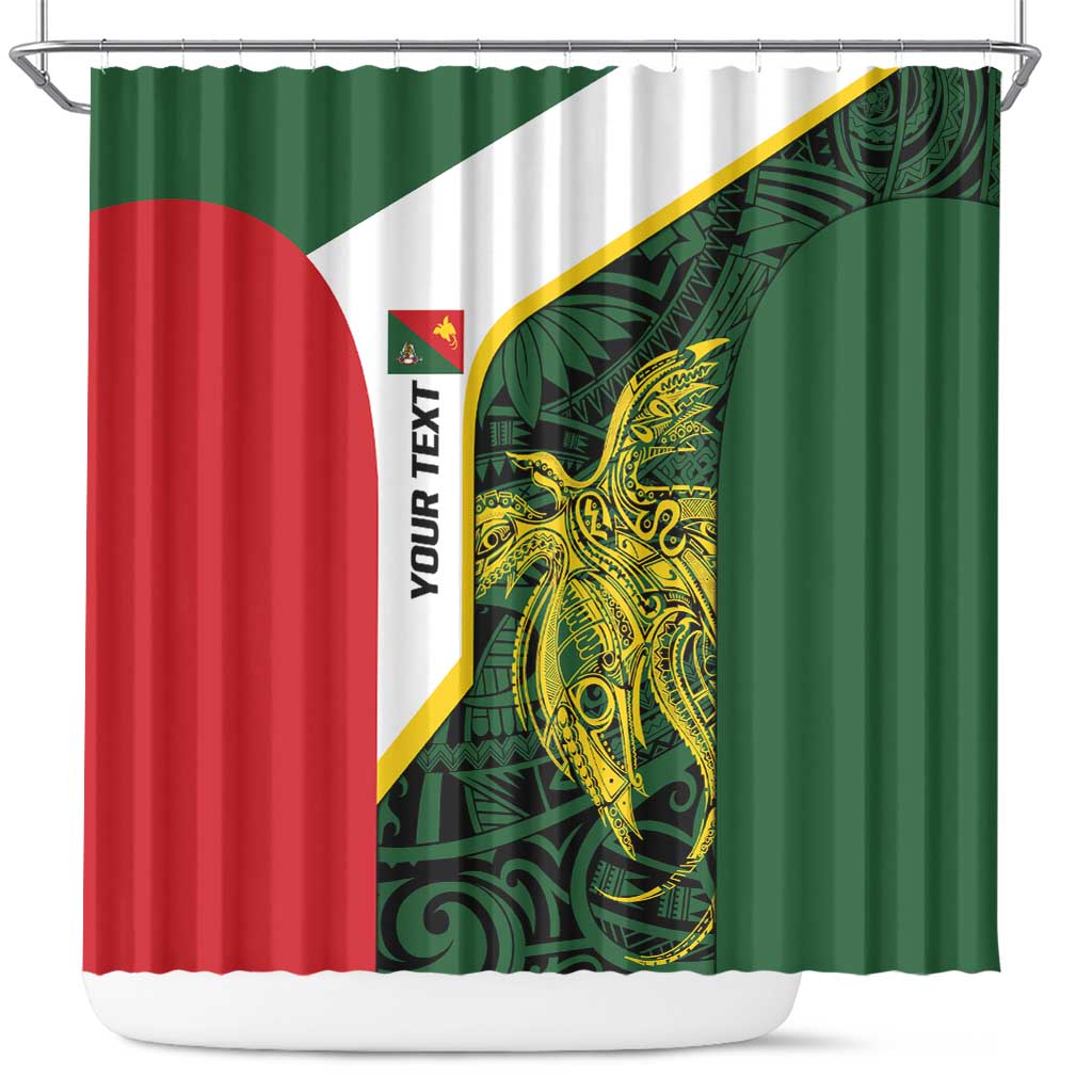 Personalised PNG East Sepik Province Shower Curtain Bird of Paradise Tattoo Flag Motif LT9 Green - Polynesian Pride