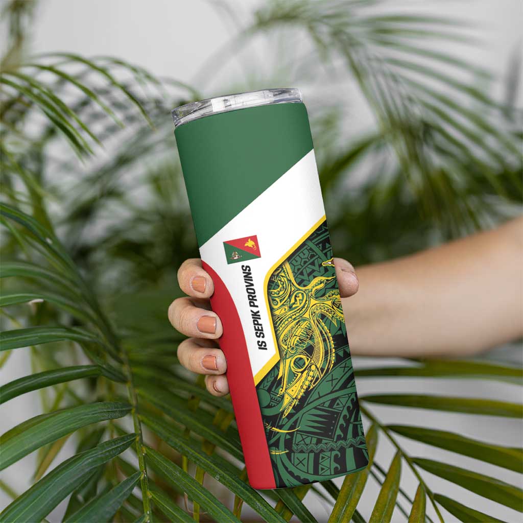Personalised PNG East Sepik Province Skinny Tumbler Bird of Paradise Tattoo Flag Motif LT9 - Polynesian Pride