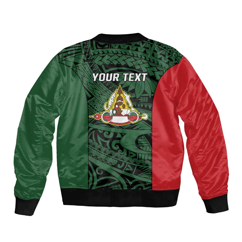Personalised PNG East Sepik Province Sleeve Zip Bomber Jacket Bird of Paradise Tattoo Flag Motif LT9 - Polynesian Pride