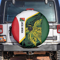 Personalised PNG East Sepik Province Spare Tire Cover Bird of Paradise Tattoo Flag Motif LT9 Green - Polynesian Pride