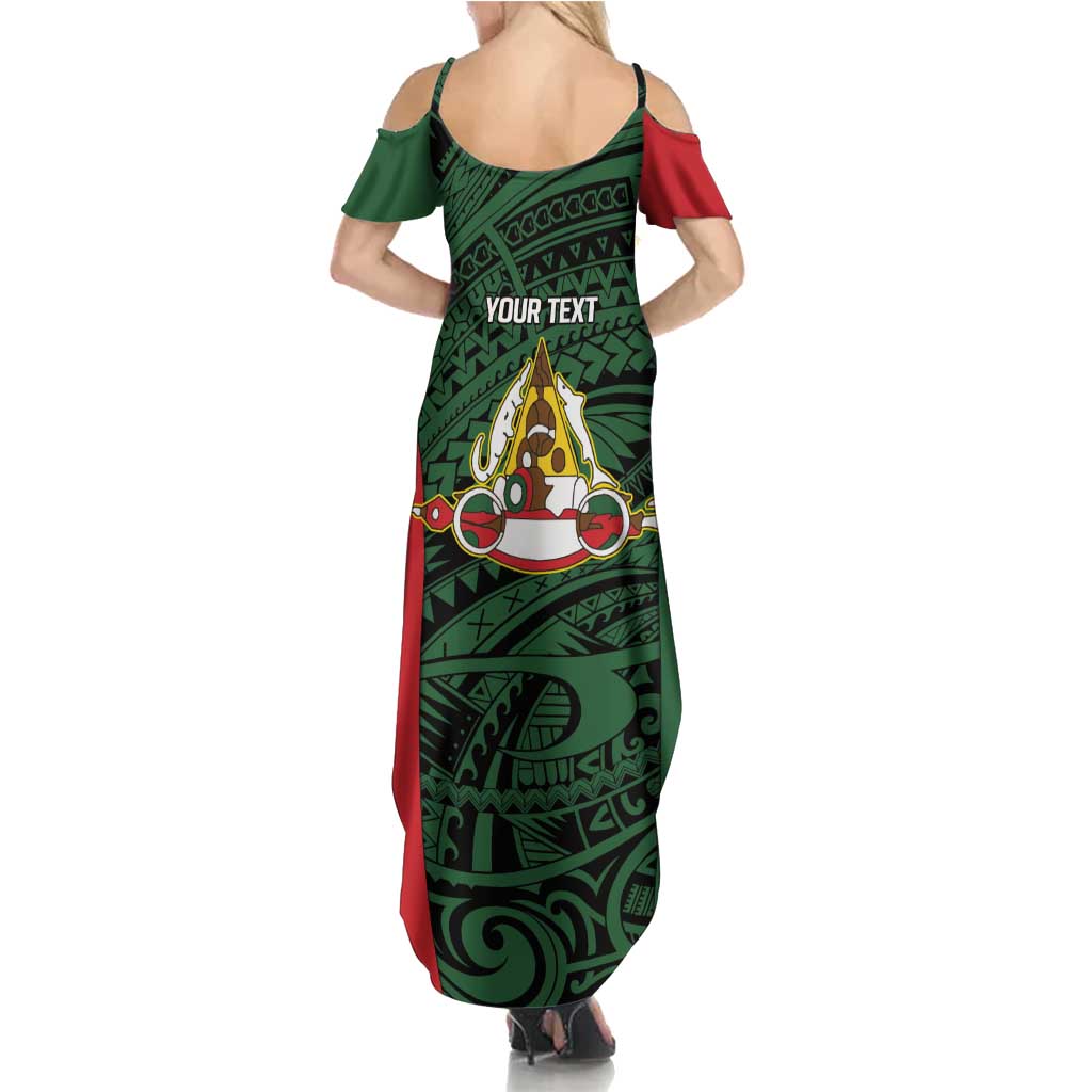 Personalised PNG East Sepik Province Summer Maxi Dress Bird of Paradise Tattoo Flag Motif LT9 - Polynesian Pride
