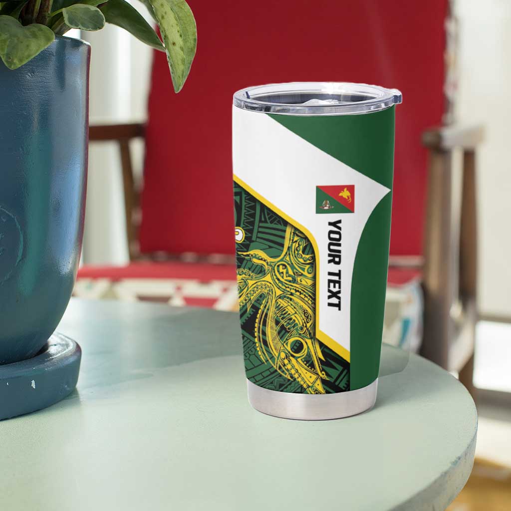 Personalised PNG East Sepik Province Tumbler Cup Bird of Paradise Tattoo Flag Motif LT9 - Polynesian Pride