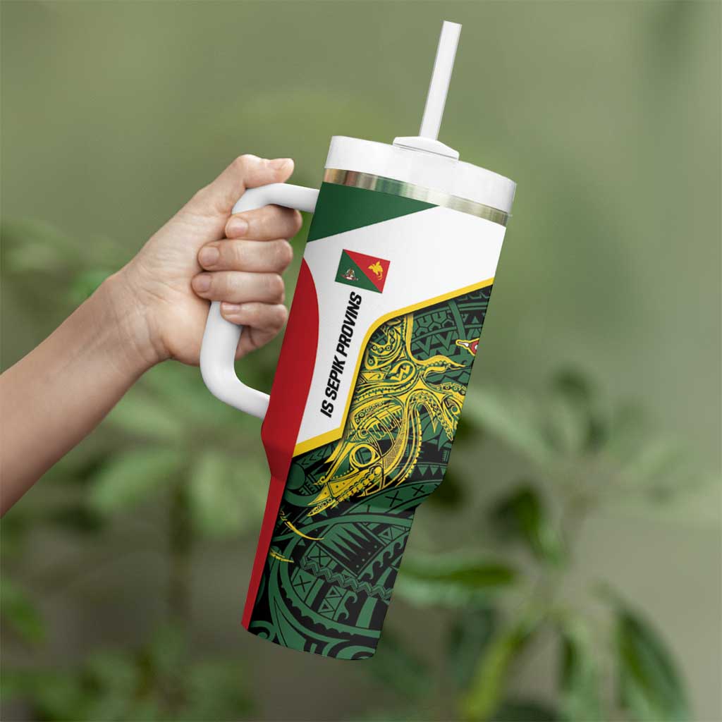 Personalised PNG East Sepik Province Tumbler With Handle Bird of Paradise Tattoo Flag Motif LT9 - Polynesian Pride