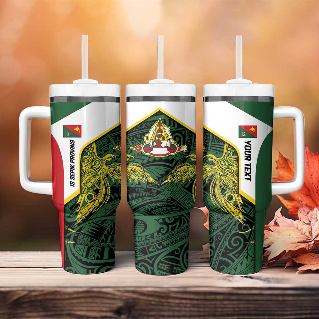 Personalised PNG East Sepik Province Tumbler With Handle Bird of Paradise Tattoo Flag Motif LT9 - Polynesian Pride