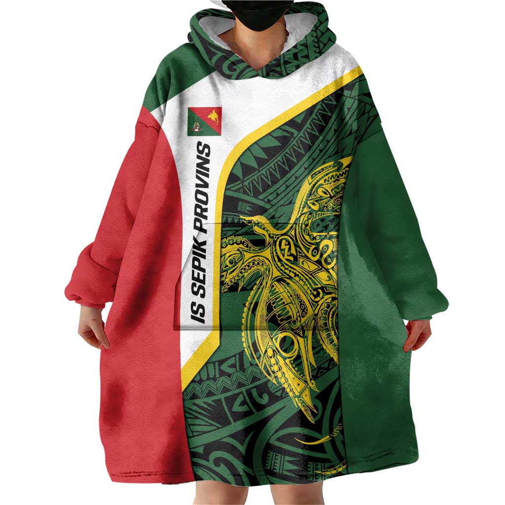 Personalised PNG East Sepik Province Wearable Blanket Hoodie Bird of Paradise Tattoo Flag Motif LT9 - Polynesian Pride