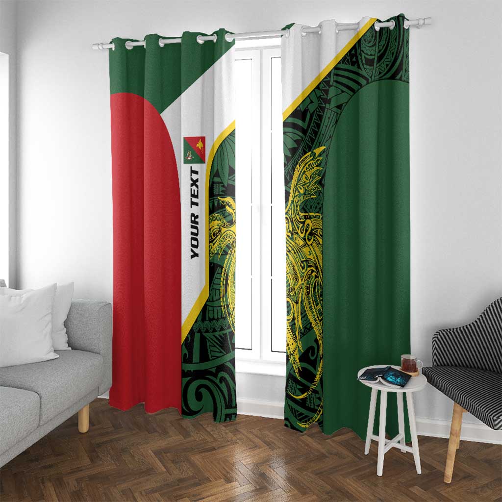 Personalised PNG East Sepik Province Window Curtain Bird of Paradise Tattoo Flag Motif LT9 With Grommets Green - Polynesian Pride