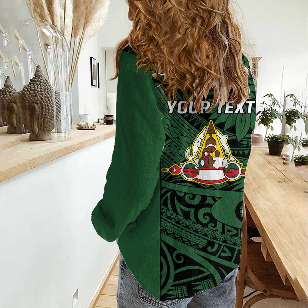 Personalised PNG East Sepik Province Women Casual Shirt Bird of Paradise Tattoo Flag Motif LT9 - Polynesian Pride