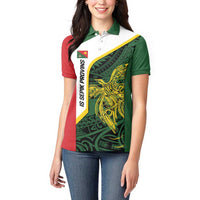 Personalised PNG East Sepik Province Women Polo Shirt Bird of Paradise Tattoo Flag Motif LT9 - Polynesian Pride