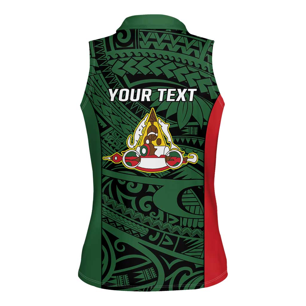 Personalised PNG East Sepik Province Women Sleeveless Polo Shirt Bird of Paradise Tattoo Flag Motif LT9 - Polynesian Pride