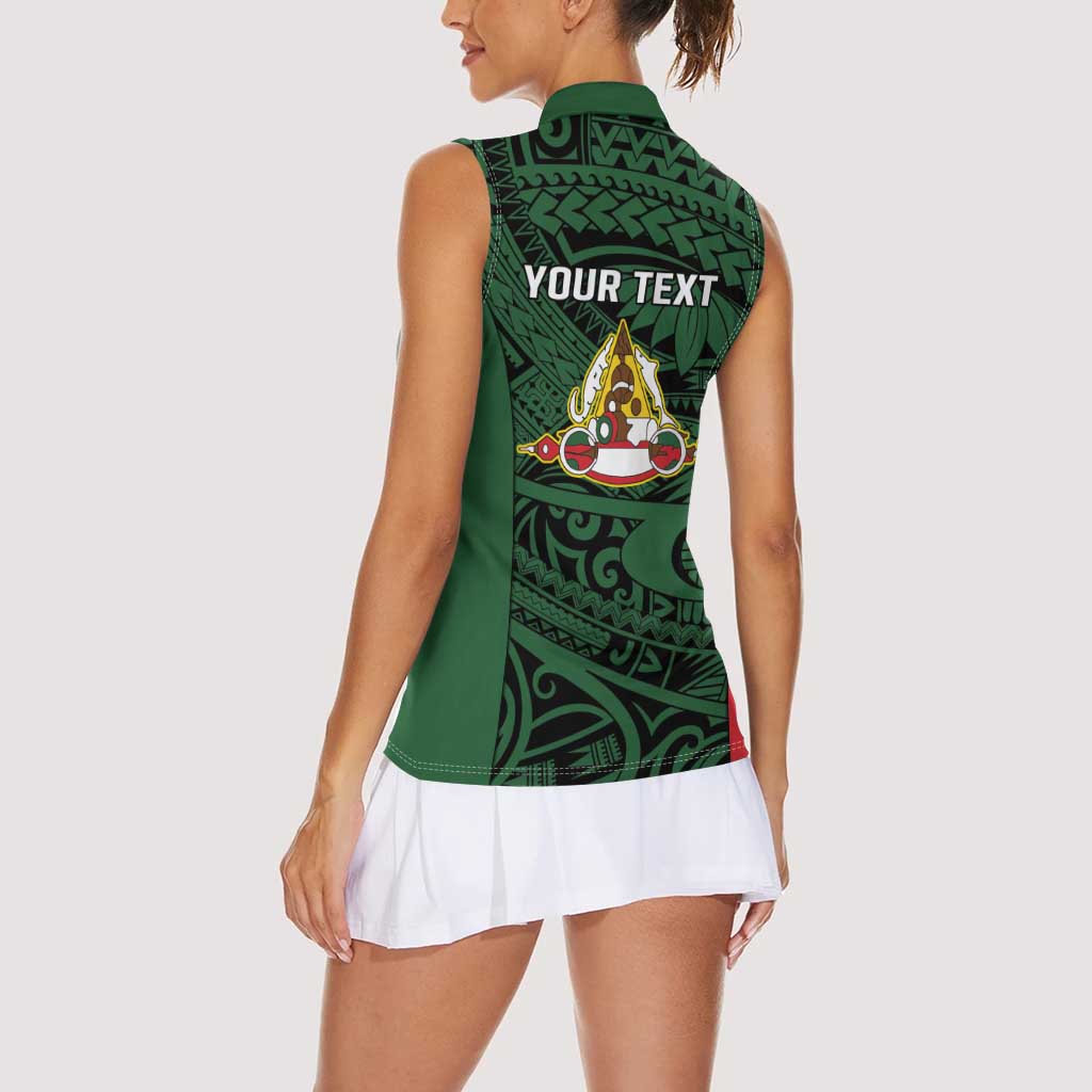 Personalised PNG East Sepik Province Women Sleeveless Polo Shirt Bird of Paradise Tattoo Flag Motif LT9 - Polynesian Pride