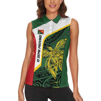 Personalised PNG East Sepik Province Women Sleeveless Polo Shirt Bird of Paradise Tattoo Flag Motif LT9 - Polynesian Pride