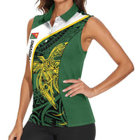 Personalised PNG East Sepik Province Women Sleeveless Polo Shirt Bird of Paradise Tattoo Flag Motif LT9 - Polynesian Pride