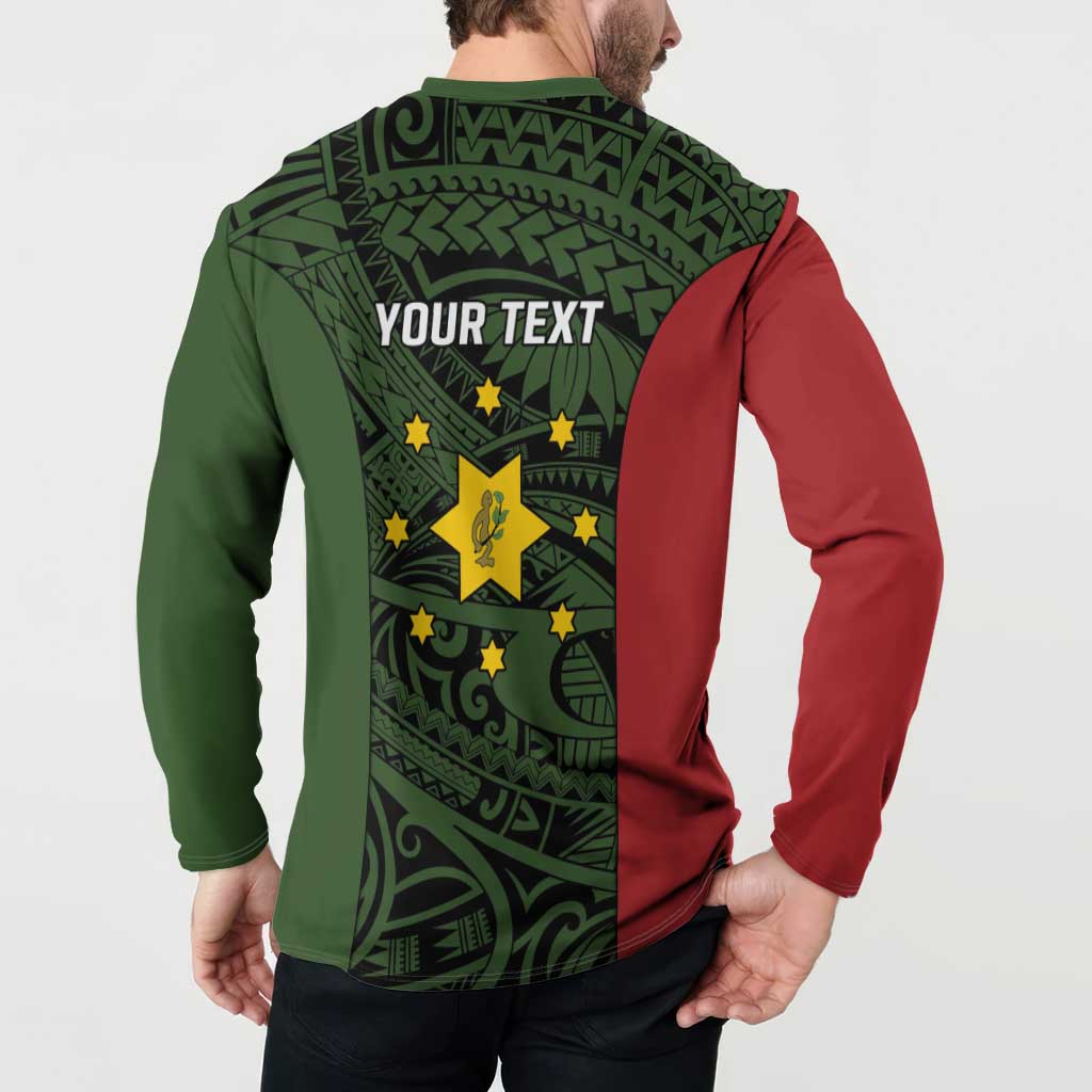 Personalised PNG Eastern Highlands Button Sweatshirt Bird of Paradise Tattoo Flag Motif - Polynesian Pride