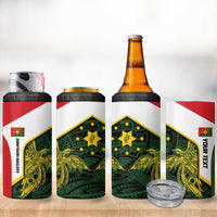 Personalised PNG Eastern Highlands 4 in 1 Can Cooler Tumbler Bird of Paradise Tattoo Flag Motif LT9 - Polynesian Pride