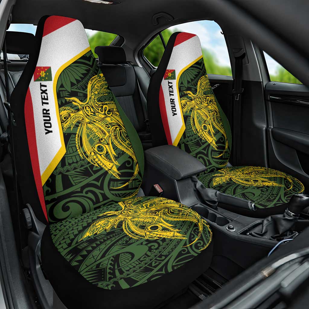 Personalised PNG Eastern Highlands Car Seat Cover Bird of Paradise Tattoo Flag Motif - Polynesian Pride