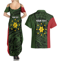 Personalised PNG Eastern Highlands Couples Matching Summer Maxi Dress and Hawaiian Shirt Bird of Paradise Tattoo Flag Motif LT9 - Polynesian Pride