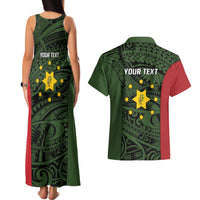 Personalised PNG Eastern Highlands Couples Matching Tank Maxi Dress and Hawaiian Shirt Bird of Paradise Tattoo Flag Motif LT9 - Polynesian Pride