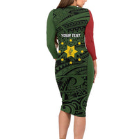 Personalised PNG Eastern Highlands Family Matching Long Sleeve Bodycon Dress and Hawaiian Shirt Bird of Paradise Tattoo Flag Motif LT9 - Polynesian Pride