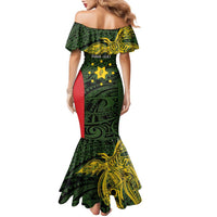Personalised PNG Eastern Highlands Family Matching Mermaid Dress and Hawaiian Shirt Bird of Paradise Tattoo Flag Motif LT9 - Polynesian Pride
