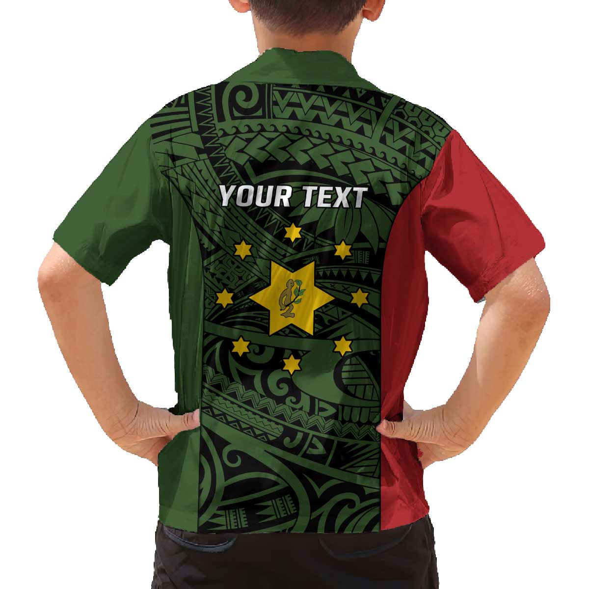 Personalised PNG Eastern Highlands Family Matching Off The Shoulder Long Sleeve Dress and Hawaiian Shirt Bird of Paradise Tattoo Flag Motif LT9 - Polynesian Pride