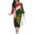 Personalised PNG Eastern Highlands Family Matching Off The Shoulder Long Sleeve Dress and Hawaiian Shirt Bird of Paradise Tattoo Flag Motif - Polynesian Pride