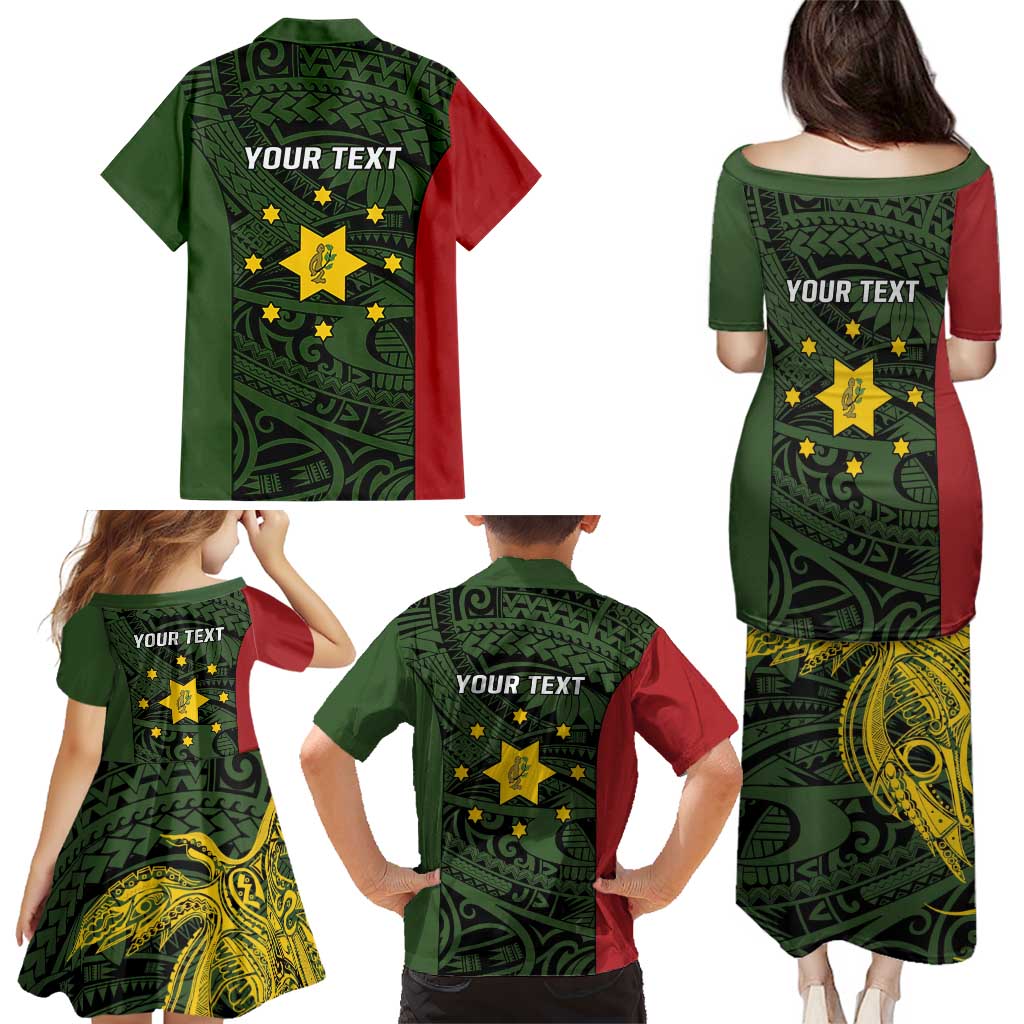 Personalised PNG Eastern Highlands Family Matching Puletasi and Hawaiian Shirt Bird of Paradise Tattoo Flag Motif LT9 - Polynesian Pride