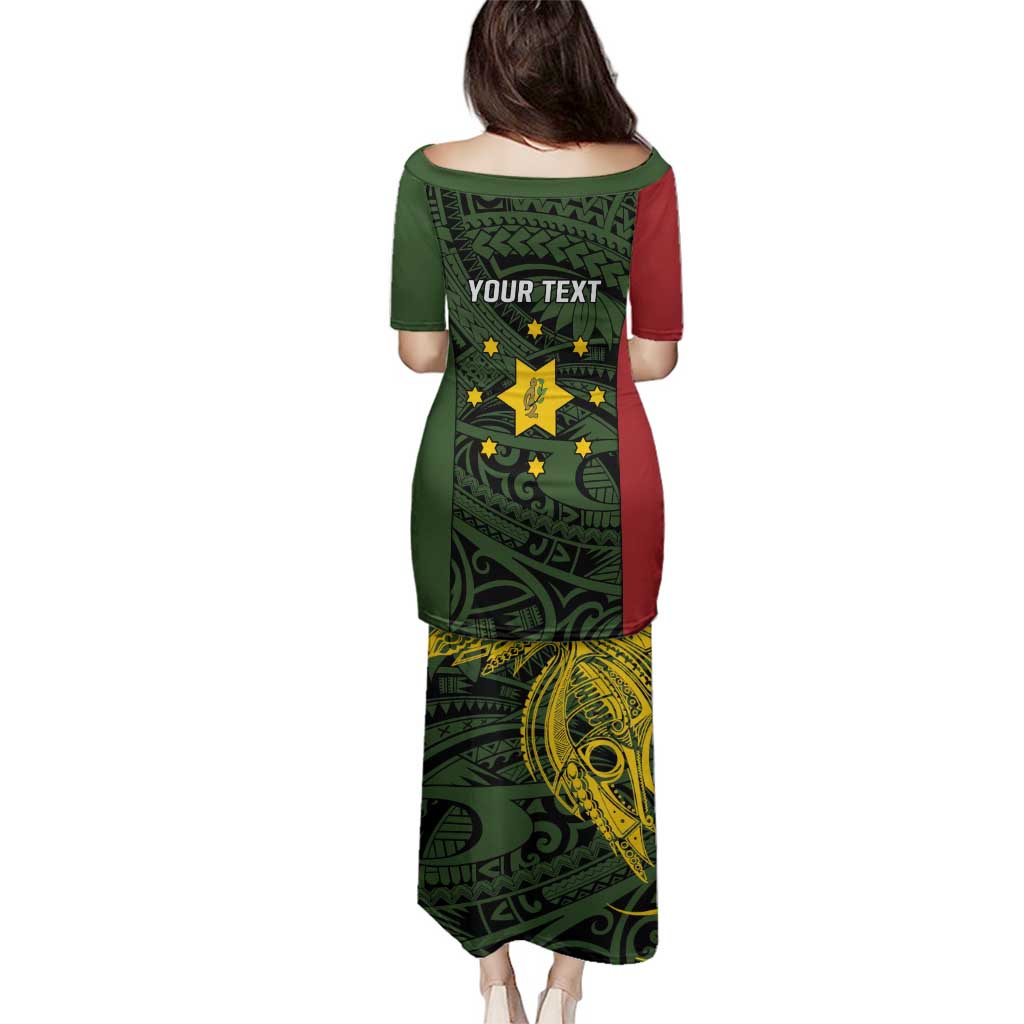 Personalised PNG Eastern Highlands Family Matching Puletasi and Hawaiian Shirt Bird of Paradise Tattoo Flag Motif LT9 - Polynesian Pride