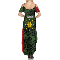 Personalised PNG Eastern Highlands Family Matching Summer Maxi Dress and Hawaiian Shirt Bird of Paradise Tattoo Flag Motif LT9 - Polynesian Pride