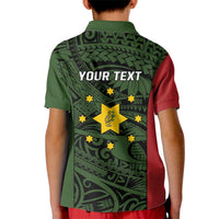 Personalised PNG Eastern Highlands Kid Polo Shirt Bird of Paradise Tattoo Flag Motif - Polynesian Pride