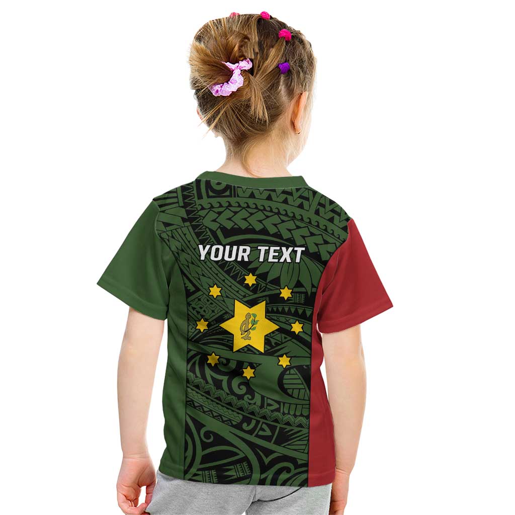 Personalised PNG Eastern Highlands Kid T Shirt Bird of Paradise Tattoo Flag Motif - Polynesian Pride