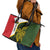 Personalised PNG Eastern Highlands Leather Tote Bag Bird of Paradise Tattoo Flag Motif - Polynesian Pride