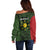 Personalised PNG Eastern Highlands Off Shoulder Sweater Bird of Paradise Tattoo Flag Motif - Polynesian Pride