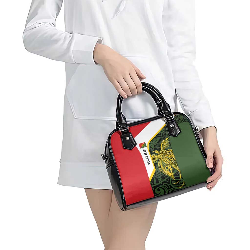 Personalised PNG Eastern Highlands Shoulder Handbag Bird of Paradise Tattoo Flag Motif - Polynesian Pride