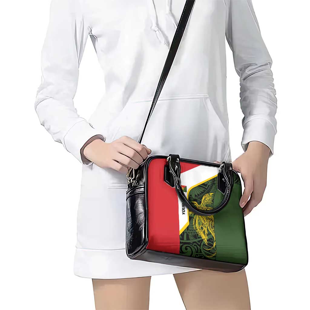 Personalised PNG Eastern Highlands Shoulder Handbag Bird of Paradise Tattoo Flag Motif - Polynesian Pride