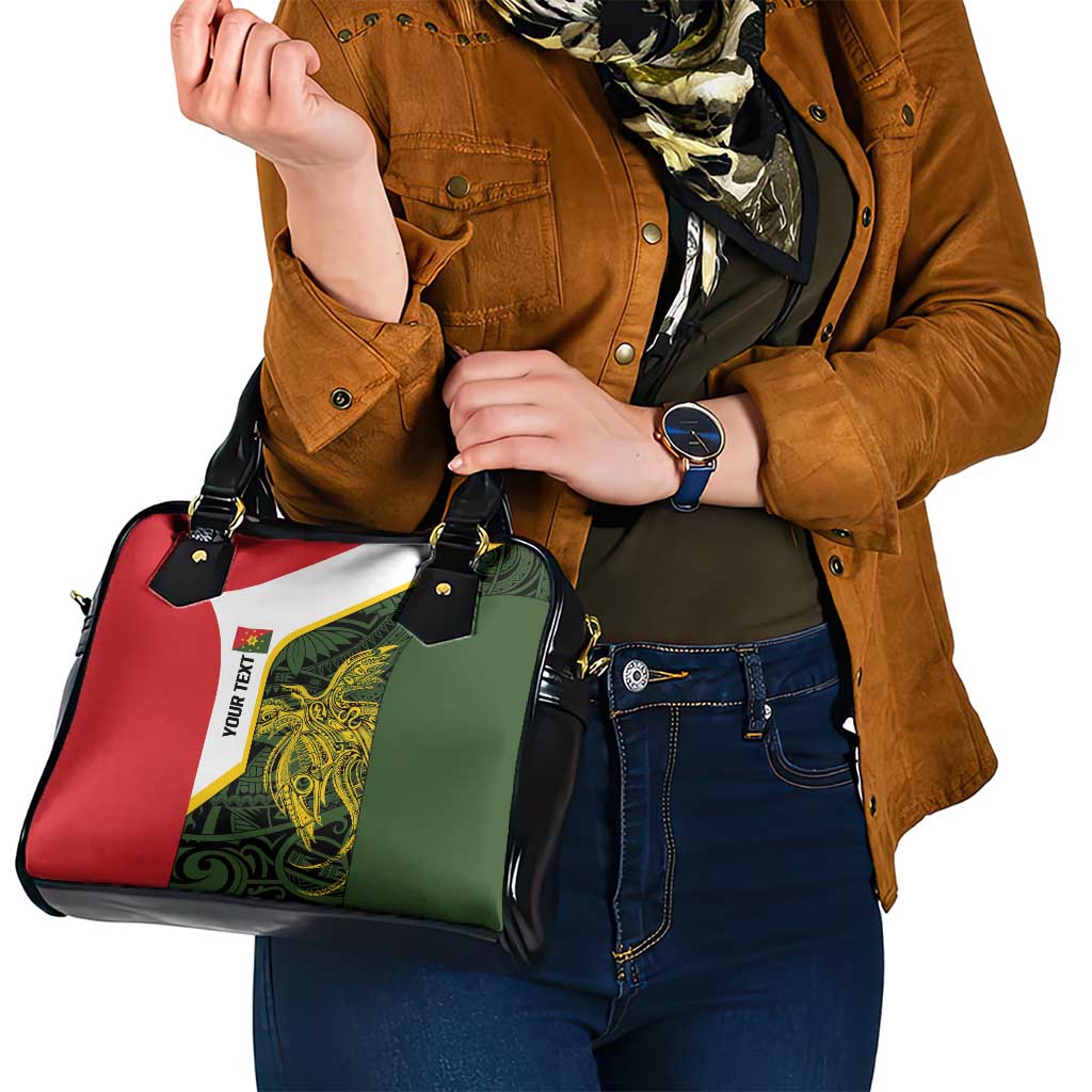 Personalised PNG Eastern Highlands Shoulder Handbag Bird of Paradise Tattoo Flag Motif - Polynesian Pride