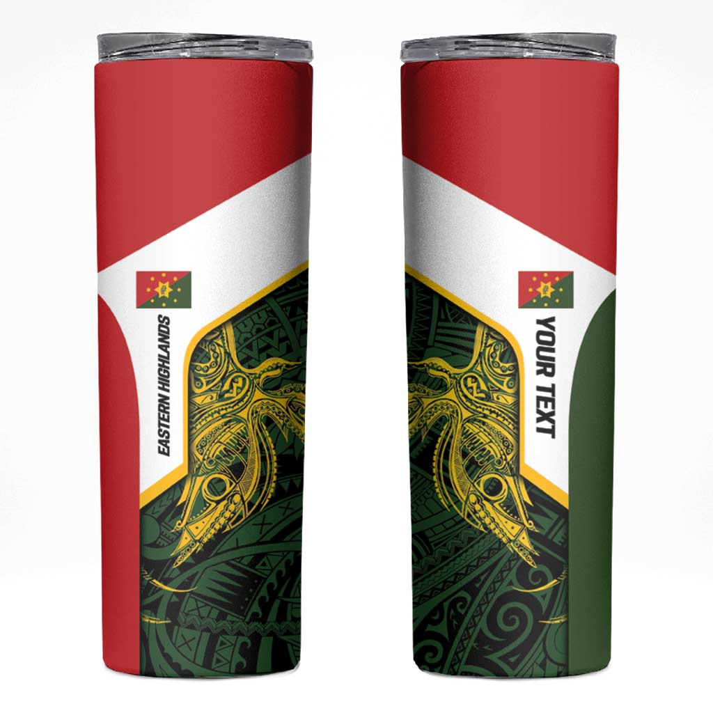 Personalised PNG Eastern Highlands Skinny Tumbler Bird of Paradise Tattoo Flag Motif LT9 Green - Polynesian Pride