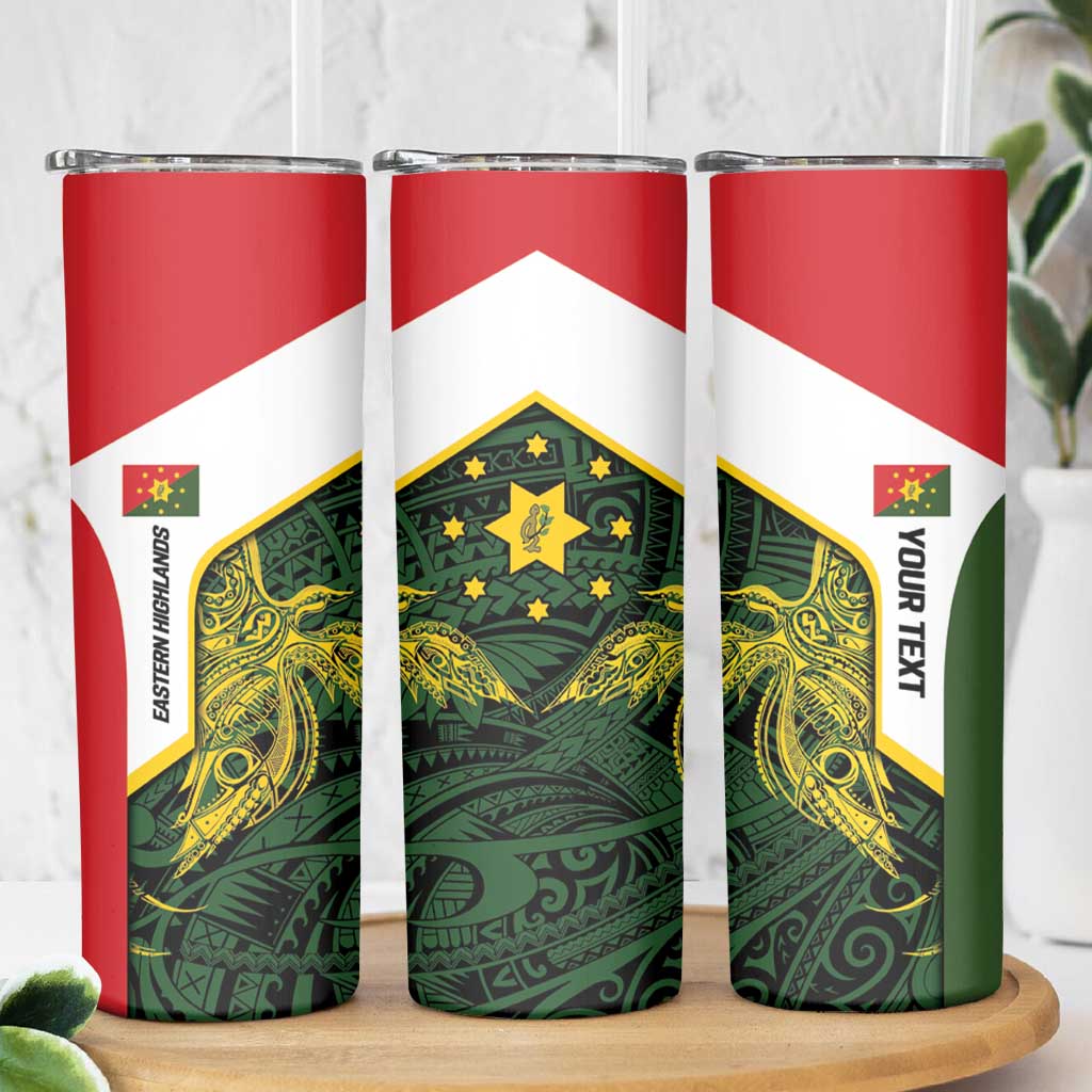 Personalised PNG Eastern Highlands Skinny Tumbler Bird of Paradise Tattoo Flag Motif LT9 - Polynesian Pride
