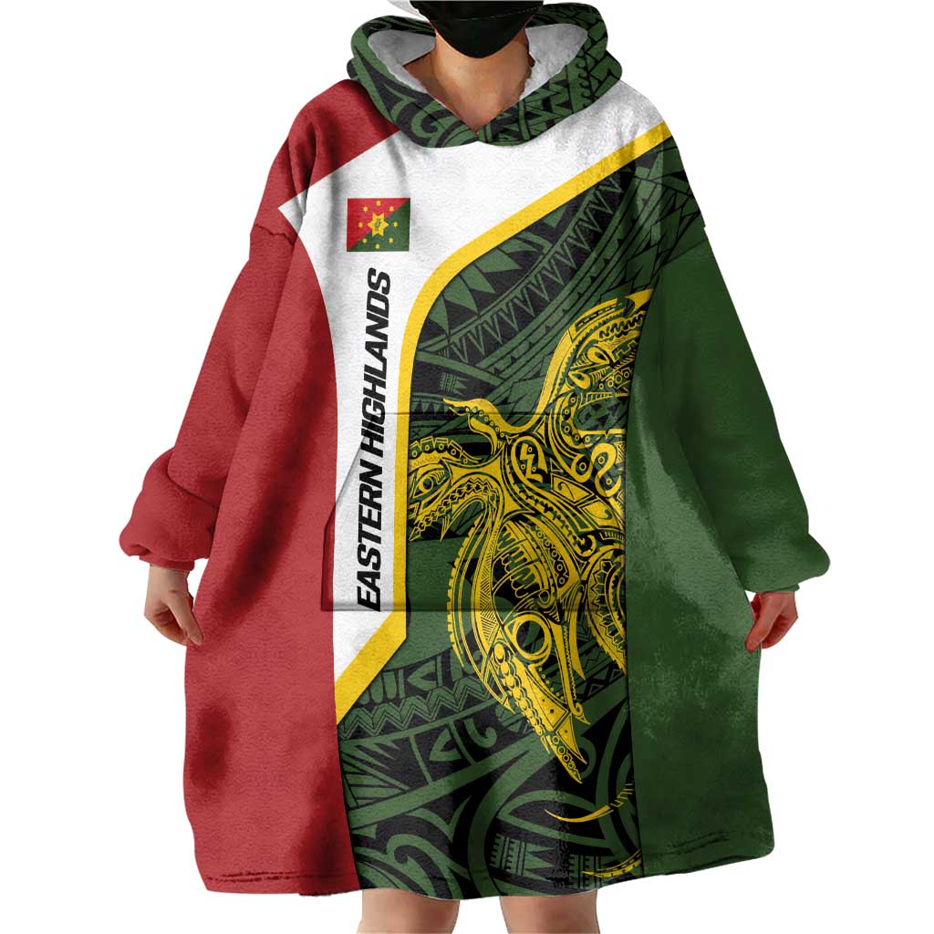 Personalised PNG Eastern Highlands Wearable Blanket Hoodie Bird of Paradise Tattoo Flag Motif LT9 - Polynesian Pride