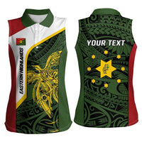 Personalised PNG Eastern Highlands Women Sleeveless Polo Shirt Bird of Paradise Tattoo Flag Motif LT9 - Polynesian Pride