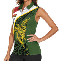 Personalised PNG Eastern Highlands Women Sleeveless Polo Shirt Bird of Paradise Tattoo Flag Motif LT9 - Polynesian Pride