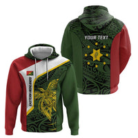 Personalised PNG Eastern Highlands Zip Hoodie Bird of Paradise Tattoo Flag Motif - Polynesian Pride