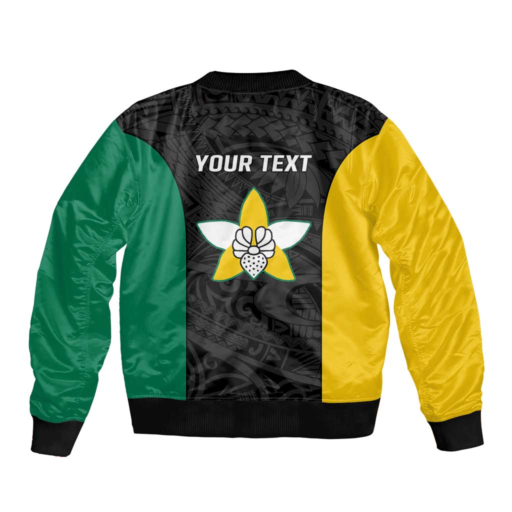 Personalised PNG Enga Province Bomber Jacket Bird of Paradise Tattoo Flag Motif LT9 - Polynesian Pride