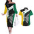 Personalised PNG Enga Province Couples Matching Off The Shoulder Long Sleeve Dress and Hawaiian Shirt Bird of Paradise Tattoo Flag Motif - Polynesian Pride