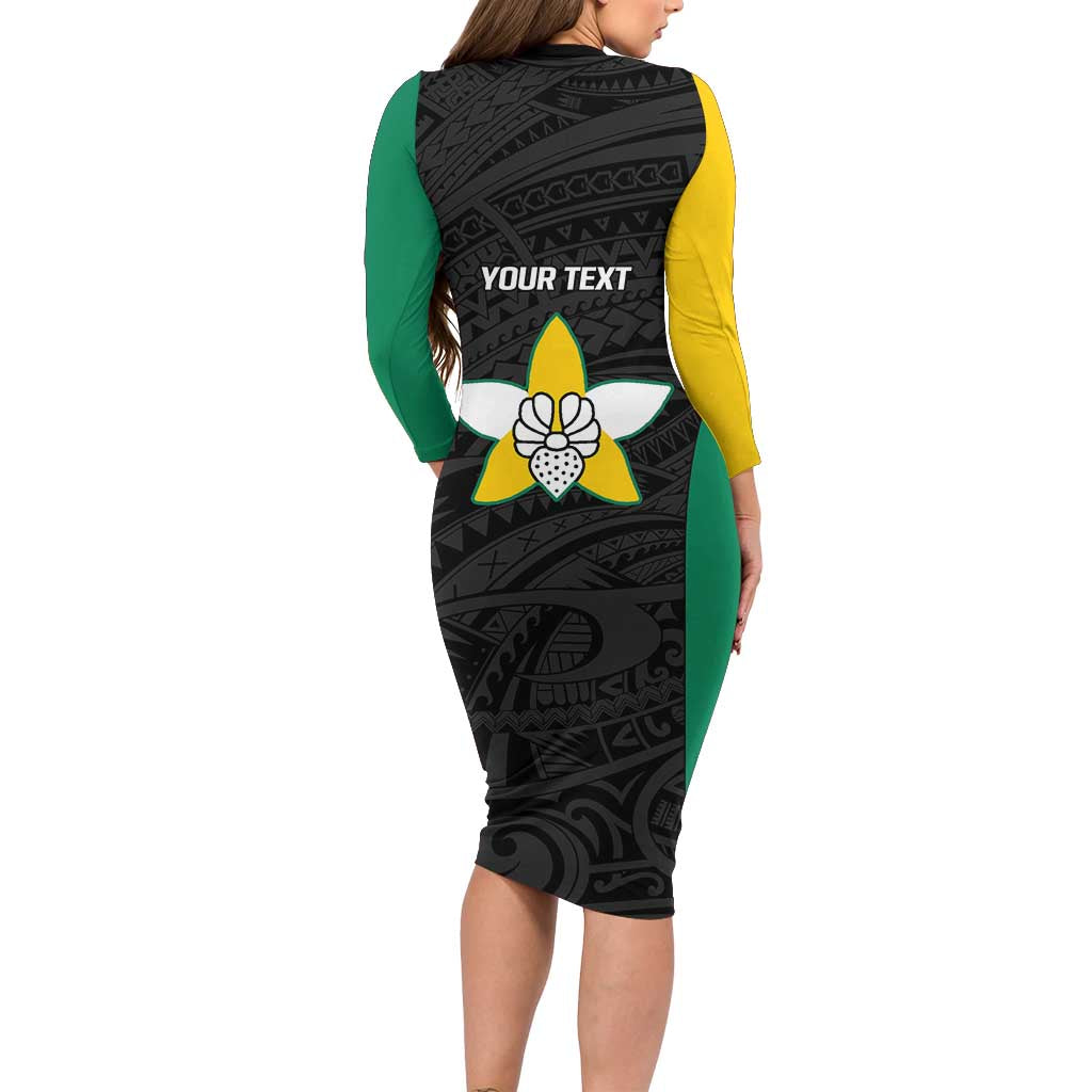 Personalised PNG Enga Province Family Matching Long Sleeve Bodycon Dress and Hawaiian Shirt Bird of Paradise Tattoo Flag Motif LT9 - Polynesian Pride