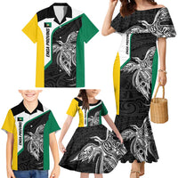 Personalised PNG Enga Province Family Matching Mermaid Dress and Hawaiian Shirt Bird of Paradise Tattoo Flag Motif LT9 - Polynesian Pride