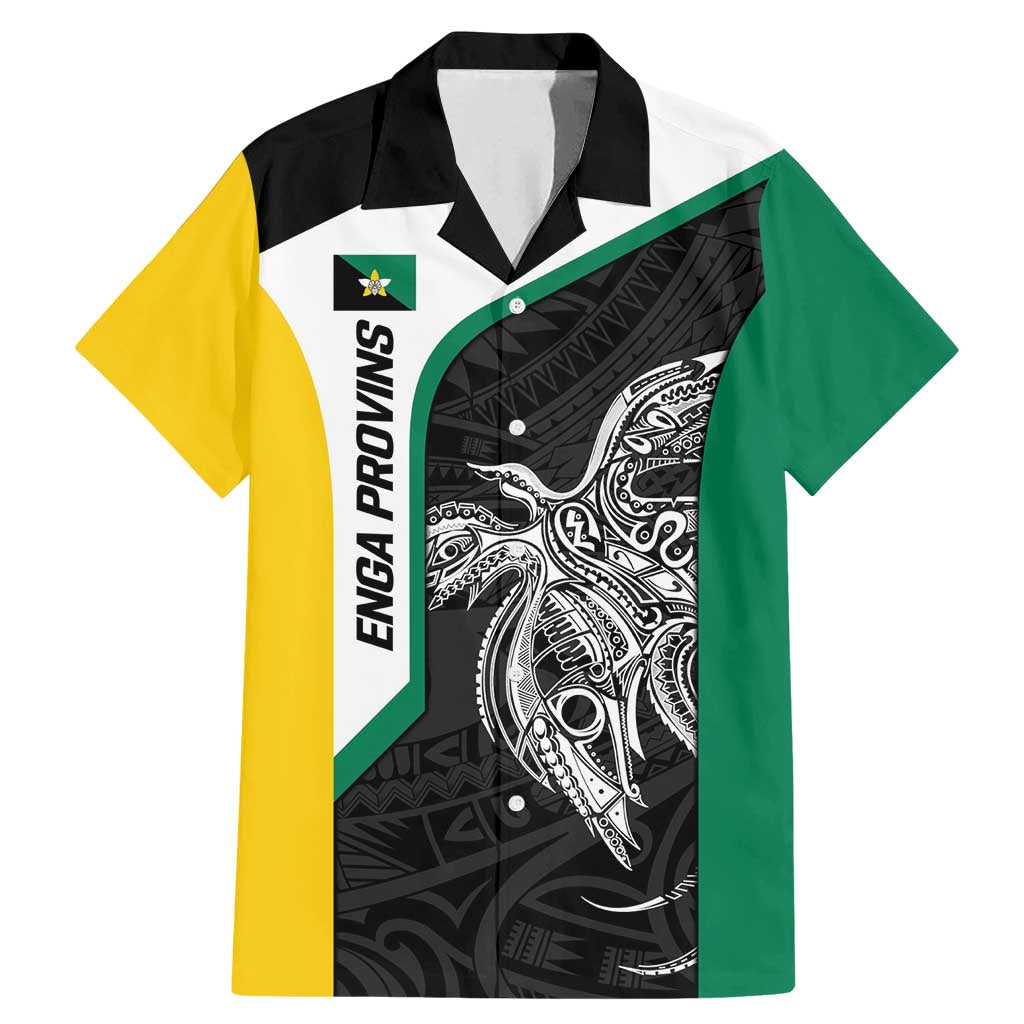 Personalised PNG Enga Province Family Matching Mermaid Dress and Hawaiian Shirt Bird of Paradise Tattoo Flag Motif LT9 Dad's Shirt - Short Sleeve Green - Polynesian Pride