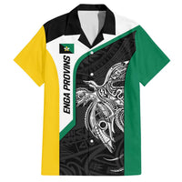 Personalised PNG Enga Province Family Matching Off The Shoulder Long Sleeve Dress and Hawaiian Shirt Bird of Paradise Tattoo Flag Motif LT9 Dad's Shirt - Short Sleeve Green - Polynesian Pride