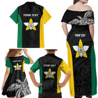 Personalised PNG Enga Province Family Matching Off Shoulder Maxi Dress and Hawaiian Shirt Bird of Paradise Tattoo Flag Motif LT9 - Polynesian Pride