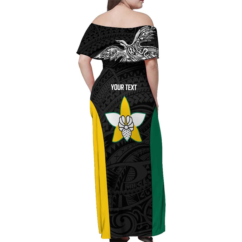 Personalised PNG Enga Province Family Matching Off Shoulder Maxi Dress and Hawaiian Shirt Bird of Paradise Tattoo Flag Motif LT9 - Polynesian Pride