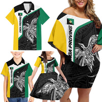 Personalised PNG Enga Province Family Matching Off Shoulder Short Dress and Hawaiian Shirt Bird of Paradise Tattoo Flag Motif LT9 - Polynesian Pride